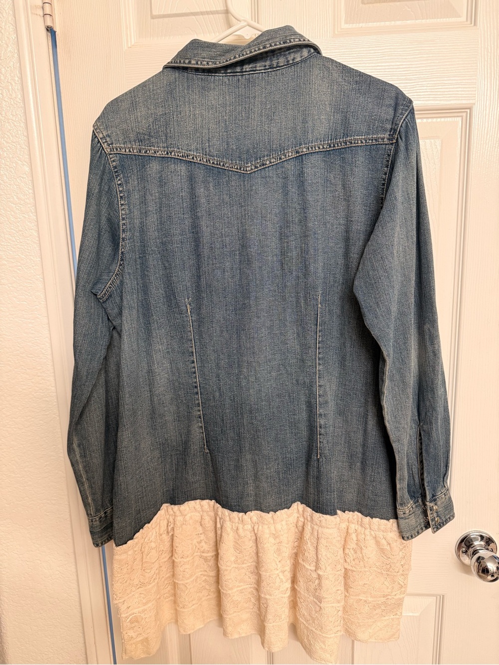 Wrangler Jean Dress trimmed with Cream colored lace bottom - Picture 8 of 11
